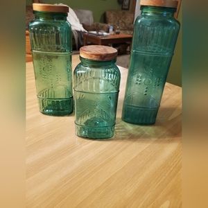 Blue glass canister set